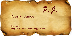 Plank János névjegykártya